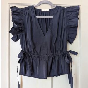 Ulla Johnson Black Ruffle Sleeve Blouse